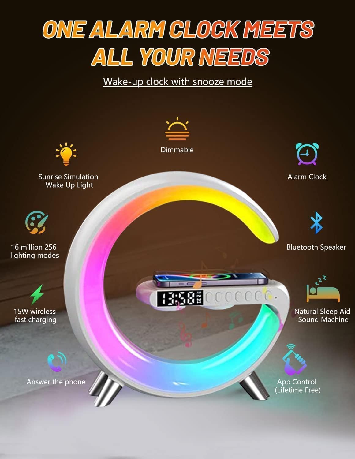 Mini altavoz Bluetooth 3 en 1 con cargador inalámbrico y lámpara LED