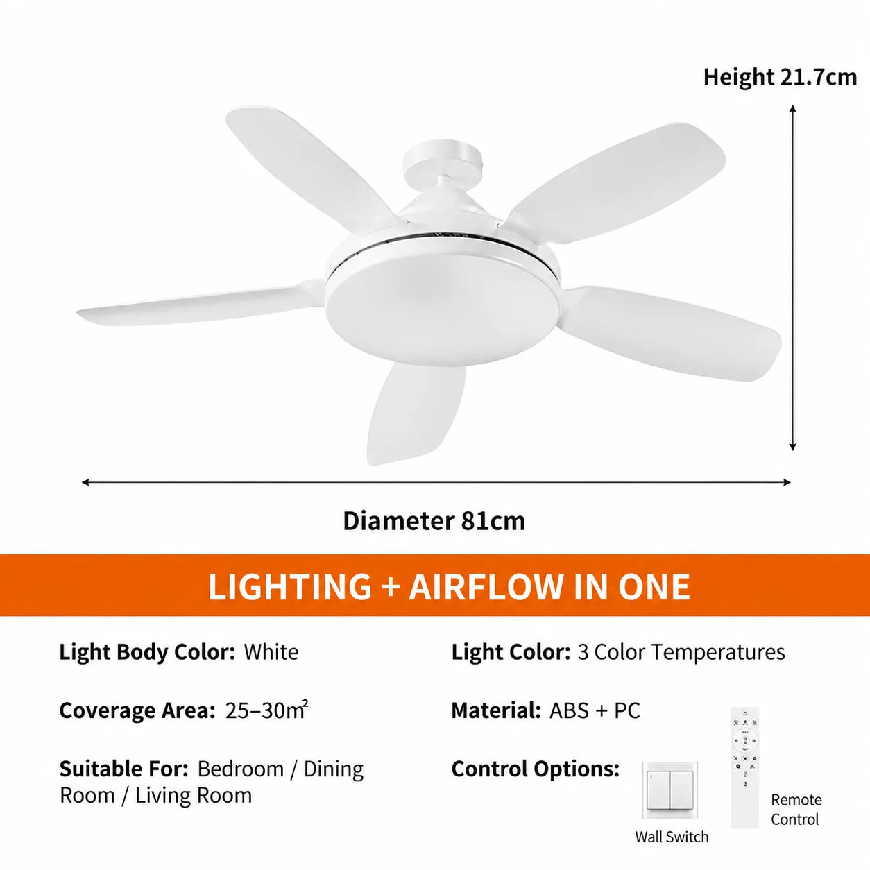 32inch Modern LED 60W Low Floor DC Motor 35W Ceiling Fans With Remote Control Simple Ceiling Fan With Light Home Fan 110-220V