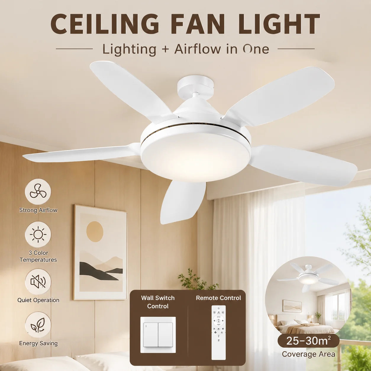 32inch Modern LED 60W Low Floor DC Motor 35W Ceiling Fans With Remote Control Simple Ceiling Fan With Light Home Fan 110-220V